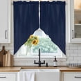 thumbnail image 4 of Navy Blue White Geometric Kitchen Window Curtains, Swag Curtains Valance for Bedroom Living Room Bathroom, Modern Herringbone Abstract Art Rod Pocket Window Curtain Block Drapes 2 Panels 36"x63", 4 of 9