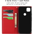 thumbnail image 2 of Pixel 4a Genuine Cowhide Leather Wallet Case,Headset Winder,Flip Folio Magnetic Closure,Card Slots,Kickstand,Cash Pockets Wrist Strap Case for Google Pixel 4a,5.81" (4G Version),Red, 2 of 16