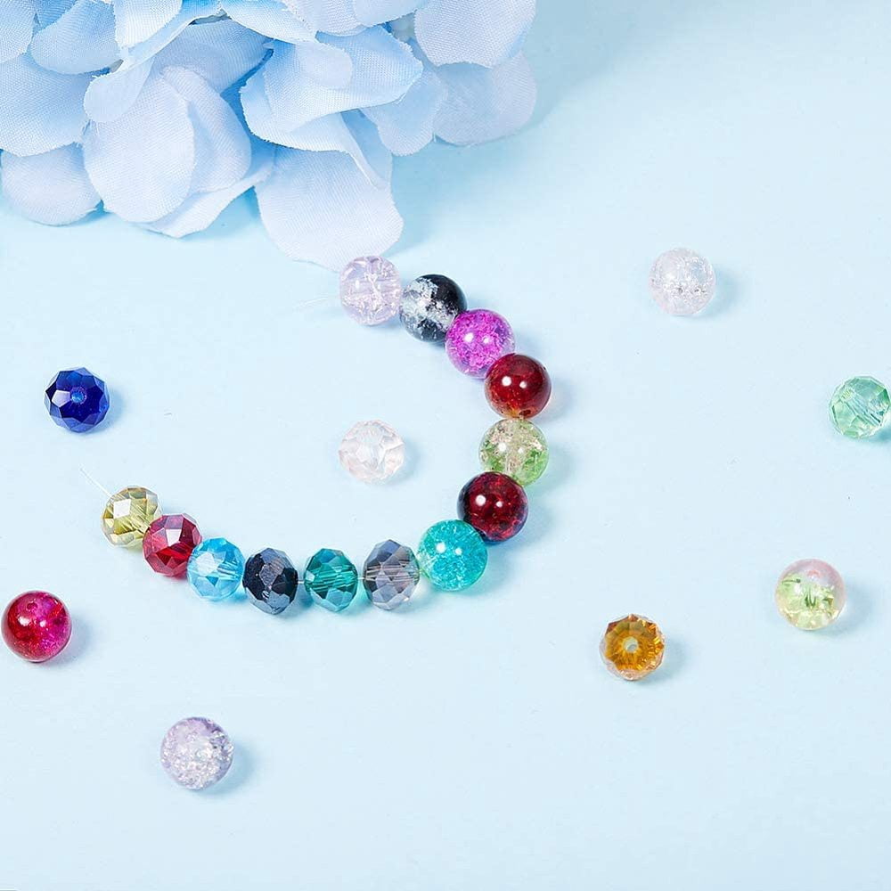780pcs 24 Color Glass Beads Jewelry Making 300pcs Glass Beads and 480pcs Briolette Faceted Glass Beads Necklace Bracelets Making