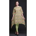 thumbnail image 5 of Bimba Beige Plumeria & Floral Printed Tops For Women Asymmetric Kurti Summer Dress For Girls Large, 5 of 6