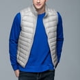 thumbnail image 2 of KaLI_store Mens Warm Weather Vest Men Jacket Solid Color Parka Stand Up Neck Coat Outdoor Grey,XL, 2 of 5