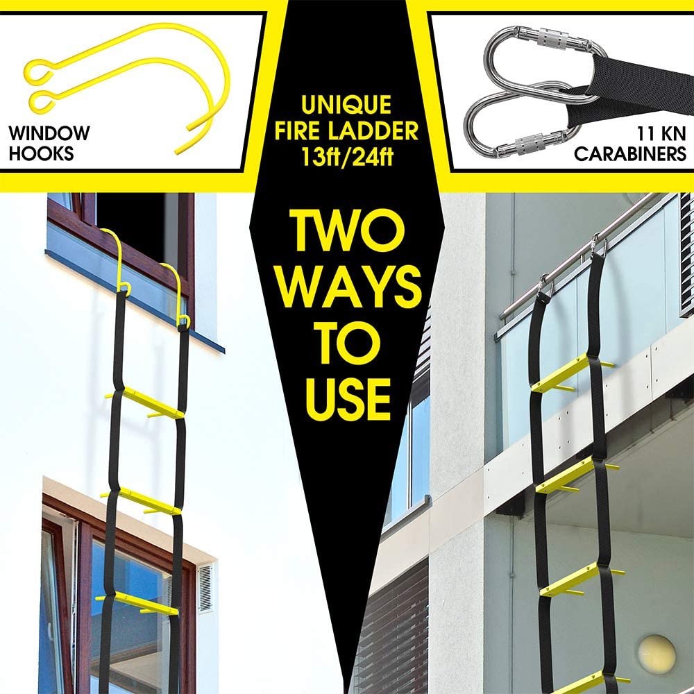 Échelle D’évacuation 5 Mètres (16,4 Pieds) Pour Maison 2-3 étages – Réutilisable, Fkngs
