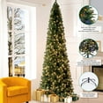 thumbnail image 3 of Vienna 7.5ft Prelit Slim Artificial Christmas Tree with 1102 Branch Tips, 350 Warm Lights and Metal Stand, 34" wide Realistic Skinny Pencil Christmas Tree with Lights by Naomi Home, 3 of 14