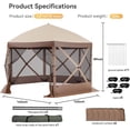 thumbnail image 2 of Brown Pop Up Canopy Tent 8 Person Instant 12 x 12 ft Outdoor Mesh Screen Camping Gazebo Portable Shelter with Portable Carry Bag for Outdoor Camping, Beach, Picnic, Lawn and Backyard, 2 of 5