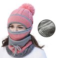 thumbnail image 1 of Minnieouse Bufanda cálida de invierno para mujer, conjunto de cubierta para la cara y el cuello, gorro de punto, gorro con pompón Sombreros Rosado, 1 of 6