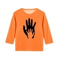 thumbnail image 4 of YUNAFFT T-shirts Orange pour Enfants Manches 3/4 Imprimé Créatif Col Rond Style Décontracté Vacances, 4 of 6
