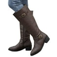 thumbnail image 5 of YLYL Women's Knee High Boots Wide Calf Low Heel Metal Buckle Fashion Winter Knight Riding Tall Boots with Side Zipper, 5 of 9