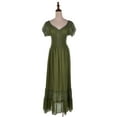 thumbnail image 2 of Robe Maxi à Manches Cap, Bordure en Dentelle, Style Bohème Renaissance Paysanne pour Femme, Vert Olive, Grand, 2 of 5