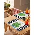 thumbnail image 4 of St. Patrick''s Day Placemats Set of 6,Washable Woven Burlap Cloth Fabric Placemat for Square/Rectangle/Round/Oval Dining Table,Easy Clean Place Mats Black Lattice Green Plant Vase Simple White, 4 of 6