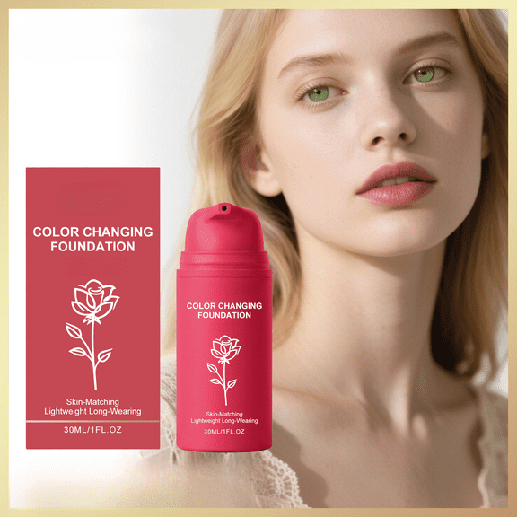 Color Changing Foundation Makeup, for Warm-Touch Skin, Long-Wearing Coverage, Smooth Texture, Natural Shade, 1 fl oz