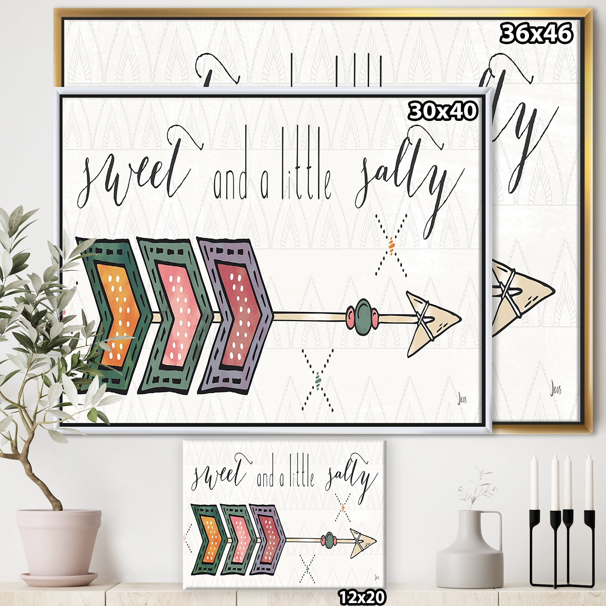 Designart ' sweet and a little guilty Boho Arrow II ' Bohemian & Eclectic Framed Canvas