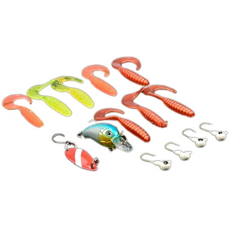 14pcs Fishing Lure Set For Bass,Trout,Salmon,Including Spoon Lures ,Soft Plastic worms, CrankBait,Jigs,Topwater