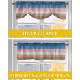 thumbnail image 6 of Blue Pink Tie Up Valances Curtain, Adjustable Kitchen Brown Gradient Wood Grain Vintage Farmhouse Valances for Windows Decor, Rod Pocket Short Curtains Set for Bedroom/Bathroom, 54"x18", 6 of 8