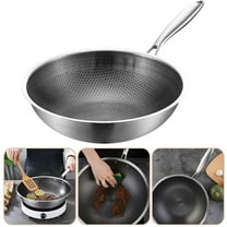 Amosfun Stainless Wok Nonstick Round Bottom Easy to Clean 1Pack