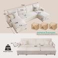 thumbnail image 2 of Sleeper Sectional Sofa, Modern 110" U Shaped Couch with Pull Out Bed, Convertible Corduroy Cloud Sofa with Double Storage Chaise, USB, Small Desktop, Comfy Modular Couch for Living Room, White, 2 of 9