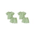 thumbnail image 2 of Loicainy Baby Toddler Boy Summer Clothes Set 6 12 18 24 Months 2T 3T 4T Short Sleeve Doll Collar Tops Elastic Shorts Outfits, 2 of 9