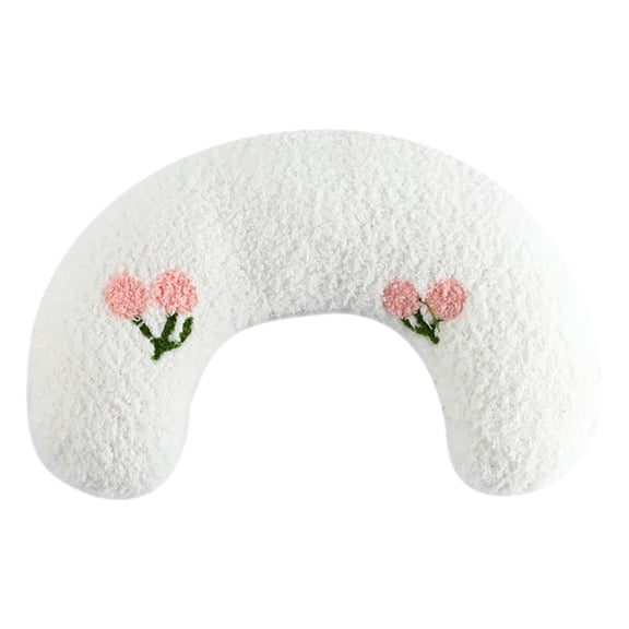 Pillow for Cats, Ultra Soft Fluffy Pet Calming Toy Half Donut Cuddler, Half Donut Cuddler with Cute Embroidery Pattern Providing Support of Pet Neck, Machine Washable