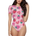 thumbnail image 2 of Uemuo Haear Strawberry Pattern Women's One Piece Short Sleeve Swimsuit Rash Guard Surfing Modest Quick-drying Swimsuit Beach Essentials-XX-Large, 2 of 9
