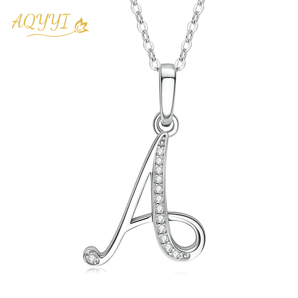 AQYYI Initial Necklace for Women Letter pendant Necklace A to Z with Cubic Zirconia Letter Charm Necklace Anniversary, Birthday, Graduation Gift for Women, Mom, Her