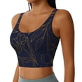 thumbnail image 2 of Balery Copper-Gold Gloss Outline Flower Sujetadores deportivos con espalda cruzada para mujer, acolchados, sin costuras, de alto impacto, ideales para yoga, gimnasio, entrenamiento y fitness.-, 2 of 8