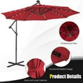 thumbnail image 3 of Resenkos 10 Feet Patio Solar Powered Cantilever Umbrella with Tilting System-Red, Patio Offset Umbrella with Easy Tilt Adjustment, Outdoor Hanging Umbrella, Sunshade Umbrella Canopy, 3 of 7
