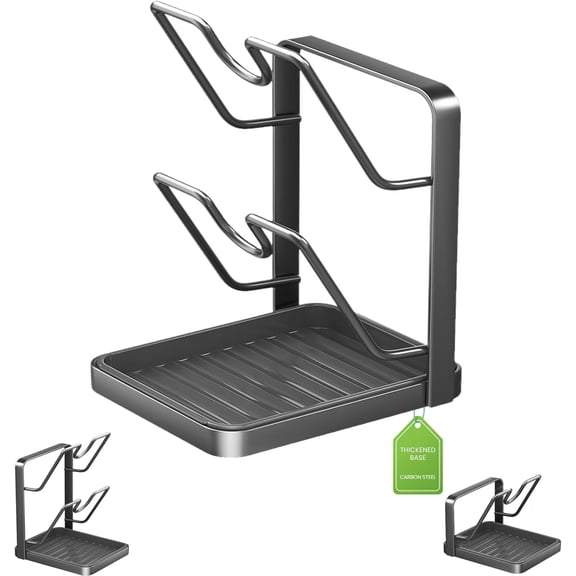 Stainless Kitchen Pot Lid Storage Rack (Thickened Base), Space-Saving Pan & Pot Lid Holder for for Cabinet or Countertop