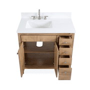 Tennant Brand 36 Wood Finish Bathroom Vanity with White Quartz Top