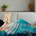 thumbnail image 3 of Sea Life Soft Flannel Fleece Throw Blanket, Silhouette of a Scuba Diver Sunken Ship and Coral Reef, Cozy Plush for Indoor and Outdoor Use, 50" x 70", Pale Slate Blue Teal, by Ambesonne, 3 of 5