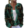 thumbnail image 3 of DDAPJ pyju Ugly Christmas Cardigans for Women Open Front Long Sleeve Button Down Cardigan Sweaters Soft Cozy Knit Floral Sweater Multicolor M, 3 of 4