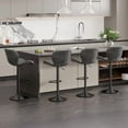thumbnail image 3 of Hawsaiy Modern Swivel Bar Stools Set of 4, PU Leather Bar Chairs with Back & Footrest, Adjustable Height 22.2"-31" for Kitchen Island,Dark Brown, 3 of 8