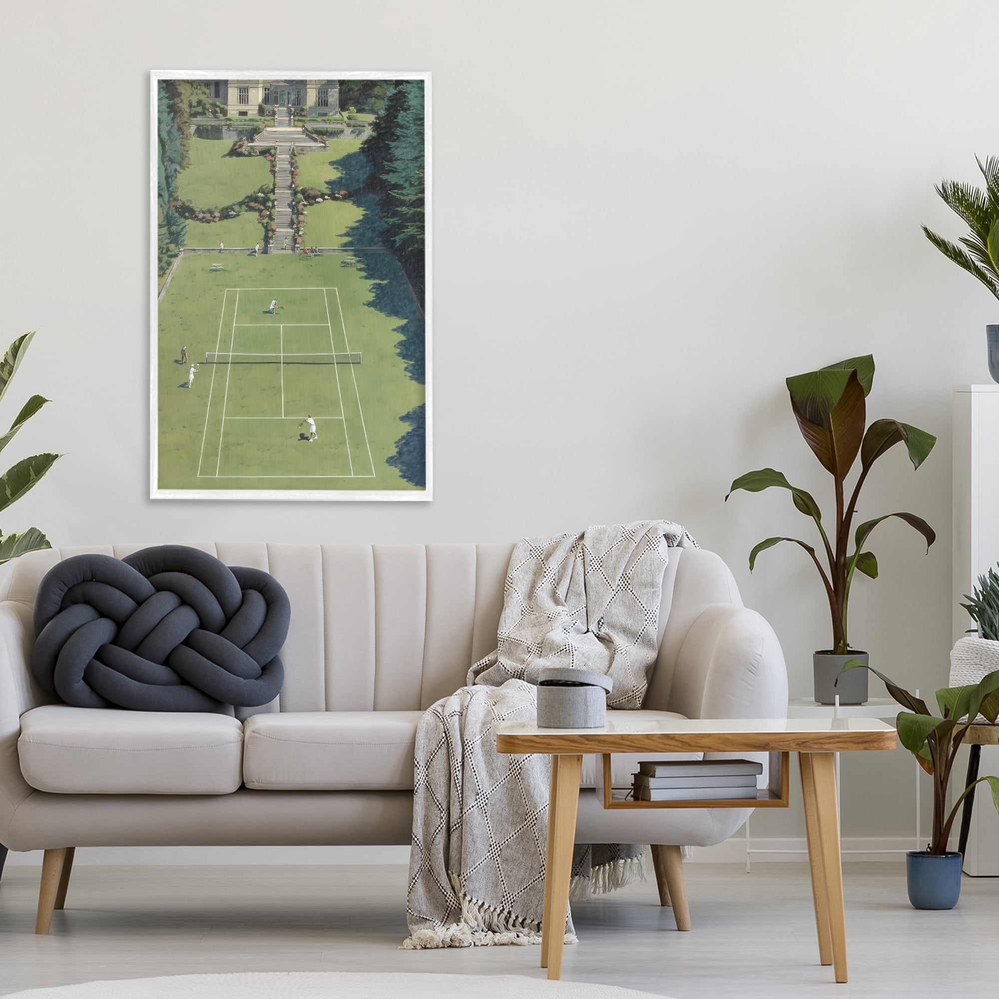 Stupell Industries Tennis Court at Mansion White Framed Giclee Art, design by Petal Prints Design
