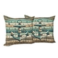 thumbnail image 2 of Ambesonne Nautical Throw Pillow Cover Pack of 2, Rustic Anchor Wooden Look, 2 Pcs-40"x40", Teal Seafoam Pale Brown, 2 of 5