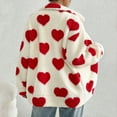 thumbnail image 5 of WTOBBY Women's Loose Winter Cardigan with Long Sleeve, Zipper Front, Solid Color, and Heart Print Plush Jacket,Red S, 5 of 5