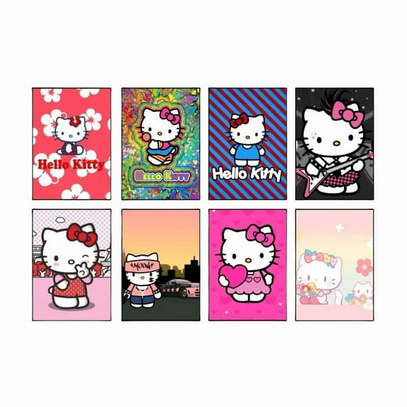 A Set of 8 Hello Kitty Cartoon Paintings Posters for Kids Bedroom Wall Decorations,Unframed.