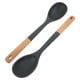 thumbnail image 1 of 2 cucharas grandes de silicona para cocinar con mango de madera antiadherente, resistentes al calor, para cocinar, servir, untar y mezclar., 1 of 6