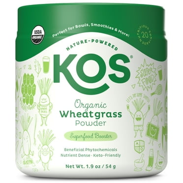 KOS Organic Wheatgrass Powder - Vegan Superfood Booster, Gluten Free, Non GMO - 1.9 oz, 20 Servings