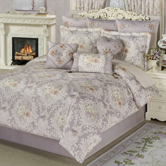 Romantica Collection - Comforter Set - Wisteria - Oversized - Queen, King, Cal King - Luxury Bedding Sets - Polyester - Romantic Floral Aesthetic - Printed Rose Comforter Set Cal King