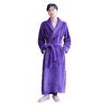 thumbnail image 2 of Mens Womens Fleece Bath Robes with Pockets and Belt Plush Bathrobes Unisex Couples Solid Thermal Warm Ankle Length Loungewear Shower Robe Pajamas, 2 of 3