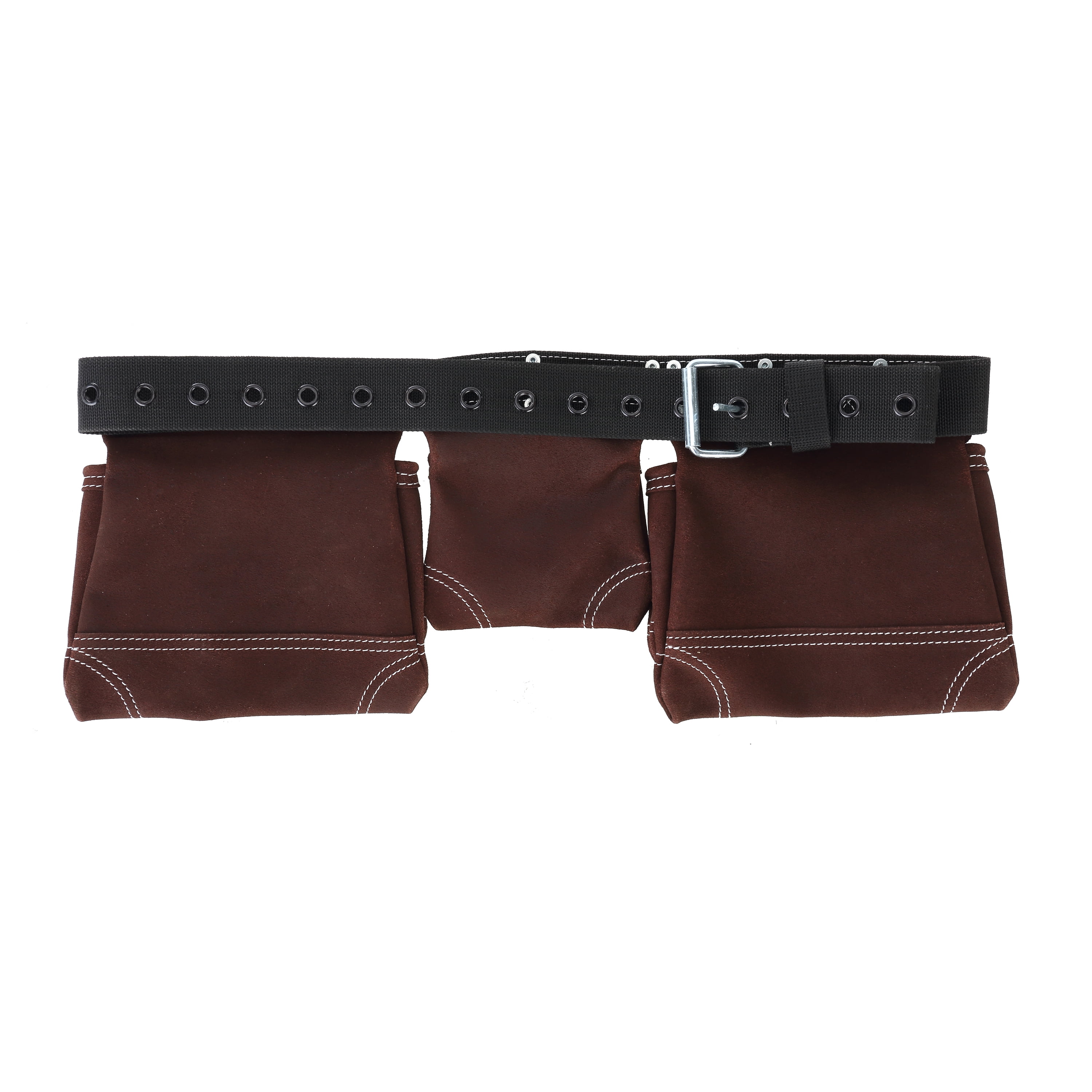 Hyper Tough 11-Pocket Double-Stitched Suede Brown Leather Tool Belt