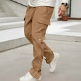 thumbnail image 2 of FYDUU Men's Relaxed Sweatpants Outdoor Casual Pants With Side Button Loose Fit Cargo Trousers Daily Comfort Fit Trousers Straight Baggy Pants, 2 of 4