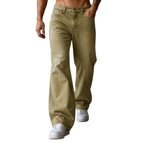 SINDON Relaxed MomFit Jeans for MEN(KHAKI, Size:30)