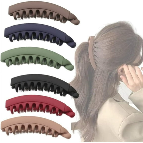 6 Pieces Banana Clips Big Banana Hair Clips Nonslip Fish Combs Strong Hold Hair Barrettes Large Claw Clip for Women and Girls