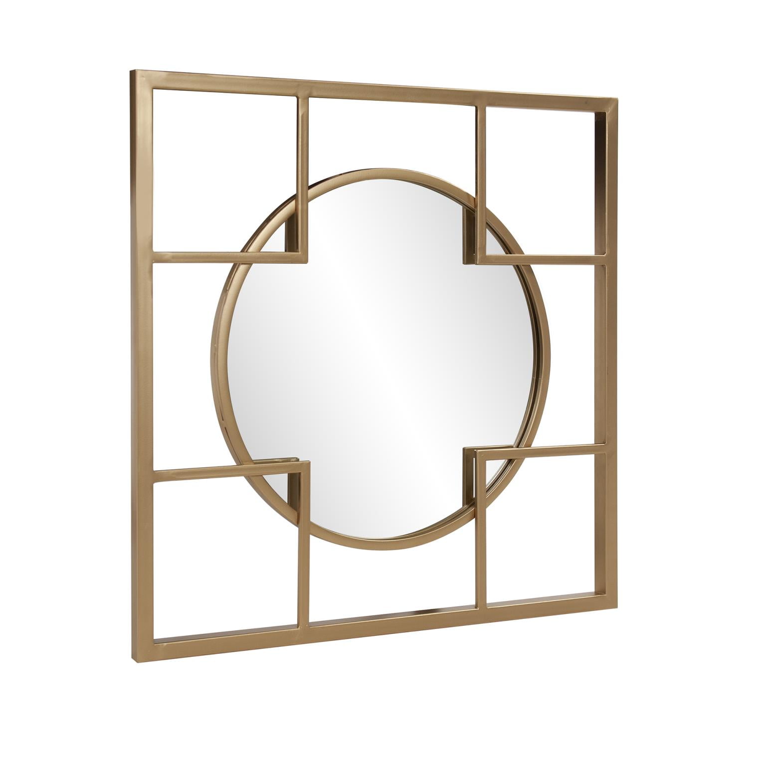 Tyler Dillon Metal Framed Circular & Square Gold Wall Mirror - 20"H x 20"W