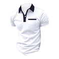 thumbnail image 5 of WTXUE Polos Short Sleeve, Scrunch Neck Polo Golf Shirts for Men Spring Summer Casual Buttons Lapel T Shirt Tops Solid | Workwear for Men White 3XL, 5 of 5
