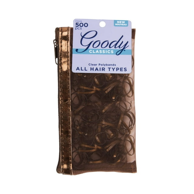 GOODY Poly Elastics - Brown in mesh bag