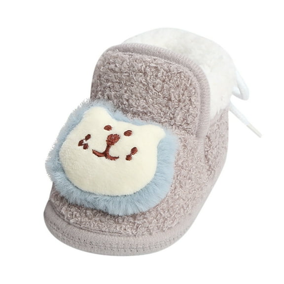 Ketyyh-chn99 Baby Boy Girl Winter Boots Kids Shoes Baby Unisex Warm Snow Boots Newborn Leather Lace Up Ankle Anti-Slip Rubber Toddler Prewalker Winter Grey,5.5