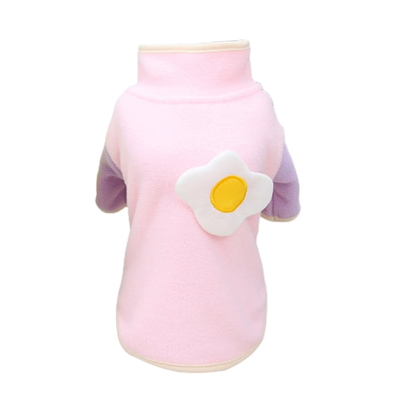 Soft Pet Fleece Shirt - Durable, Hemming, Cartoon Print, Comfortable, Washable, Keep Warm, Casual Poached Egg Pattern Pet Shirt for Winter