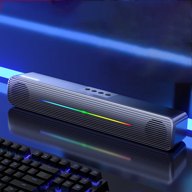 Heliisoer Bluetooth Speaker Bluetooth 5.0 Desktop Speaker Built-in LED Color Light Double Speaker Shock Bass Surround Stereo Noise Reduction Technology