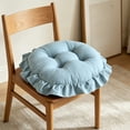 thumbnail image 5 of JWZZYD Boho Cotton Round Chair Cushions, 15.75" Soft Thick Non Slip Seat Pad, Farmhouse Rustic Ruffled Chair Pads for Dining Kitchen Bedroom Window Indoor Home Decor, Light Blue, 1 Pack, 5 of 6