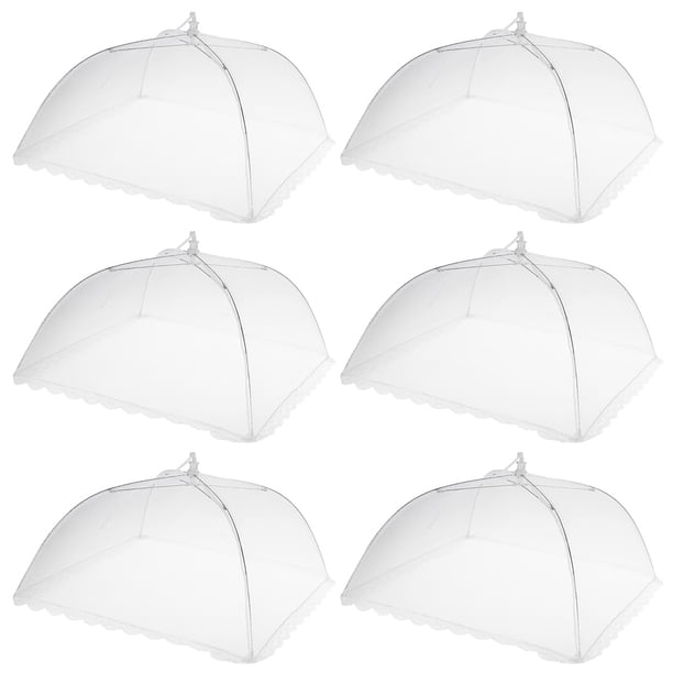 Elegantes cubiertas de malla emergentes para alimentos, barrera duradera contra insectos y bichos para su próxima aventura al aire libre, carpa de malla blanca para alimentos que protege contra hojas